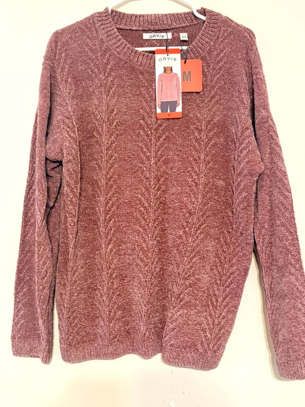 New NWT Orvis Women's Chenille Crewneck Sweater Pink Size Medium